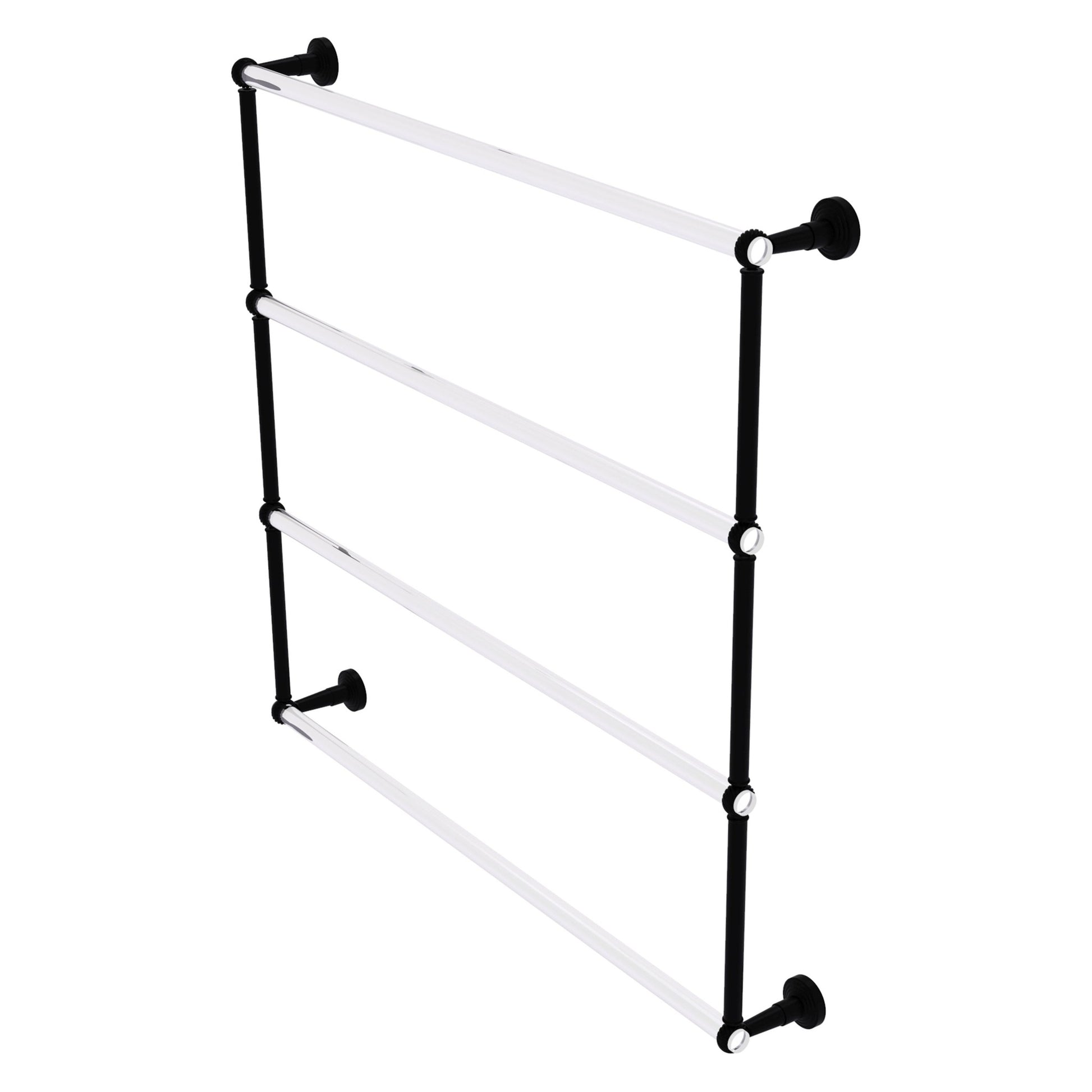 Allied Brass Pacific Beach 38.6" x 5" Matte Black Solid Brass 4-Tier Ladder Towel Bar With Twisted Accents