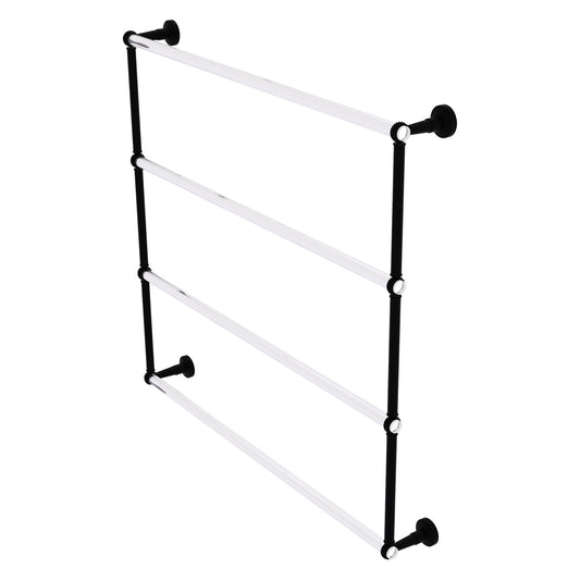 Allied Brass Pacific Beach 38.6" x 5" Matte Black Solid Brass 4-Tier Ladder Towel Bar With Twisted Accents