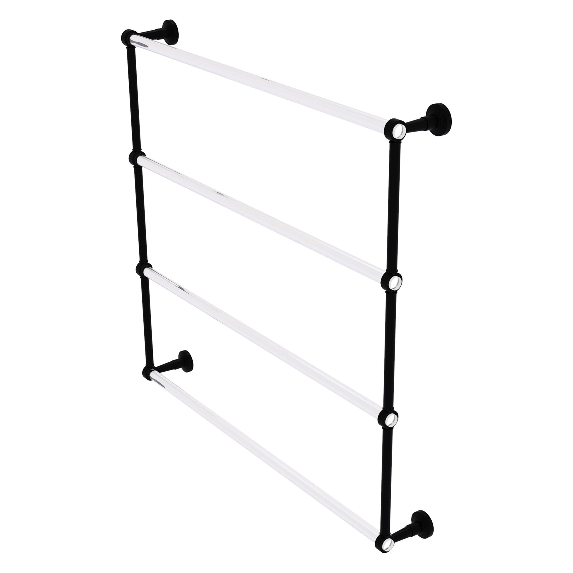 Allied Brass Pacific Beach 38.6" x 5" Matte Black Solid Brass 4-Tier Ladder Towel Bar