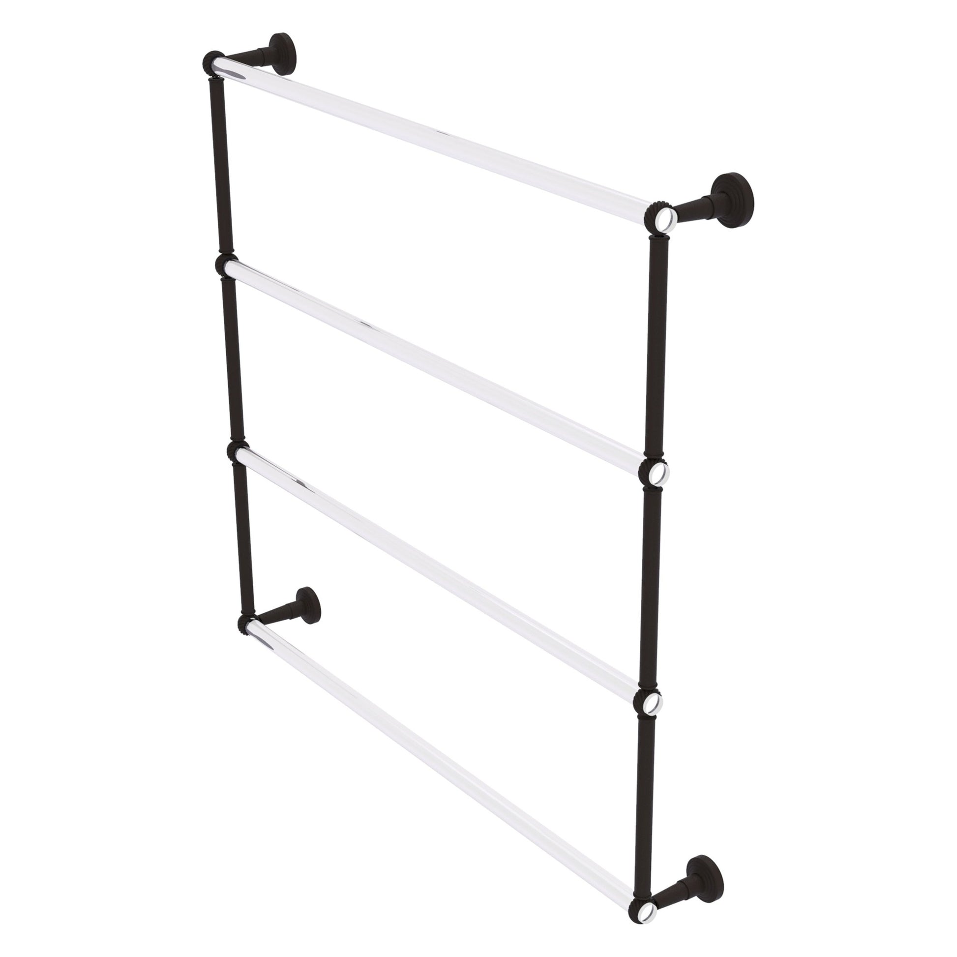 Allied Brass Pacific Beach 38.6" x 5" Oil Rubbed Bronze Solid Brass 4-Tier Ladder Towel Bar With Twisted Accents