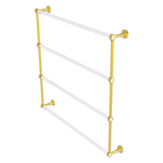 Allied Brass Pacific Beach 38.6" x 5" Polished Brass Solid Brass 4-Tier Ladder Towel Bar With Dotted Accents