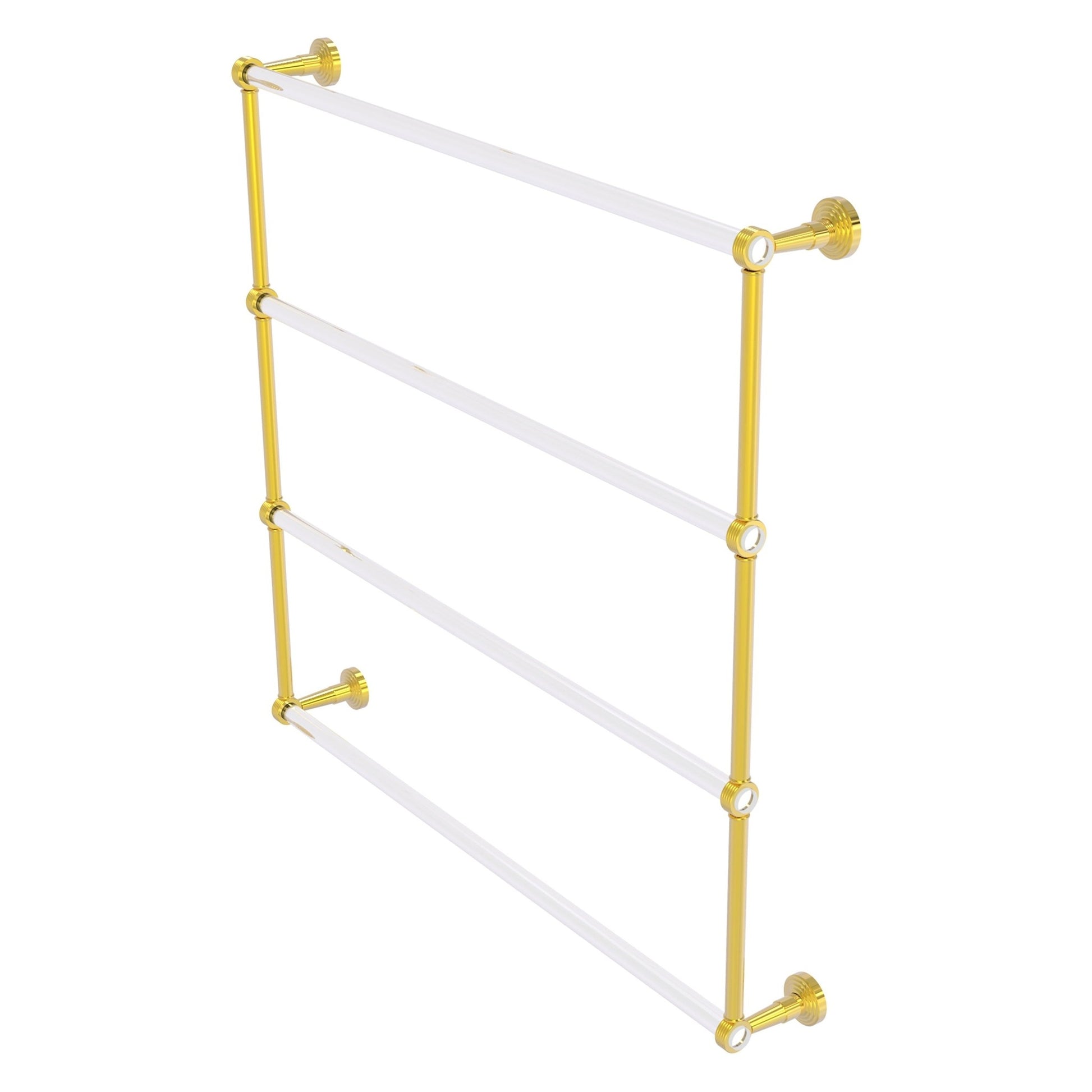 Allied Brass Pacific Beach 38.6" x 5" Polished Brass Solid Brass 4-Tier Ladder Towel Bar With Grooved Accents