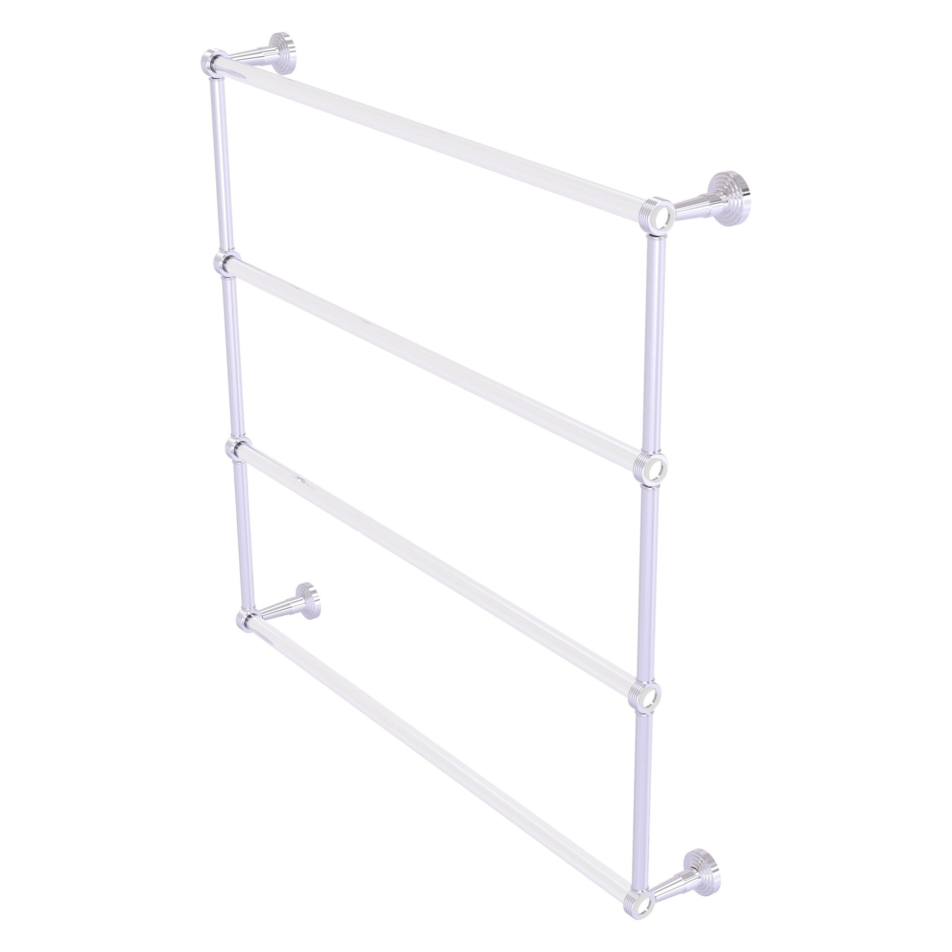 Allied Brass Pacific Beach 38.6" x 5" Polished Chrome Solid Brass 4-Tier Ladder Towel Bar With Grooved Accents