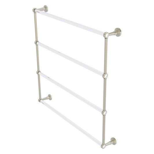 Allied Brass Pacific Beach 38.6" x 5" Polished Nickel Solid Brass 4-Tier Ladder Towel Bar With Grooved Accents