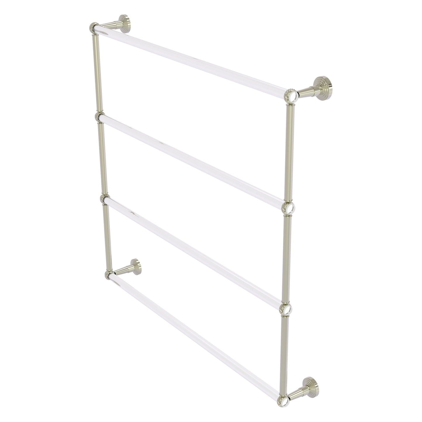 Allied Brass Pacific Beach 38.6" x 5" Polished Nickel Solid Brass 4-Tier Ladder Towel Bar With Twisted Accents
