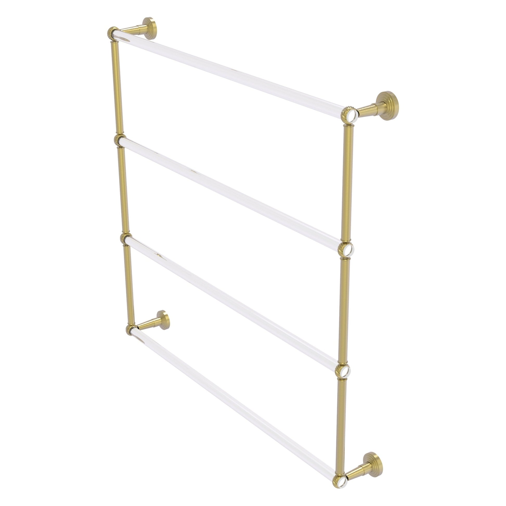 Allied Brass Pacific Beach 38.6" x 5" Satin Brass Solid Brass 4-Tier Ladder Towel Bar With Twisted Accents