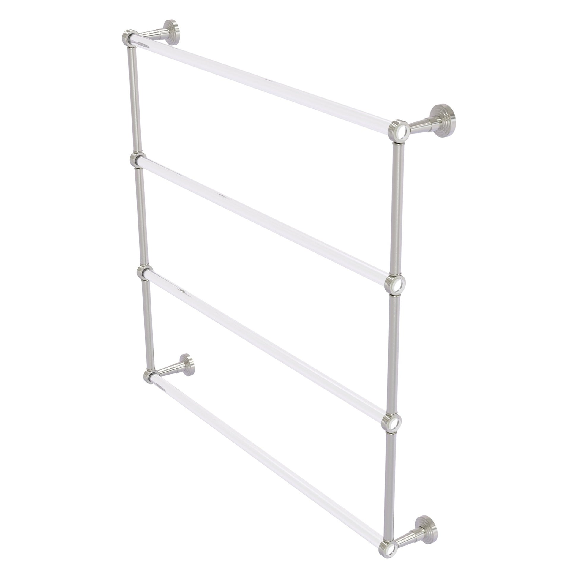 Allied Brass Pacific Beach 38.6" x 5" Satin Nickel Solid Brass 4-Tier Ladder Towel Bar With Grooved Accents