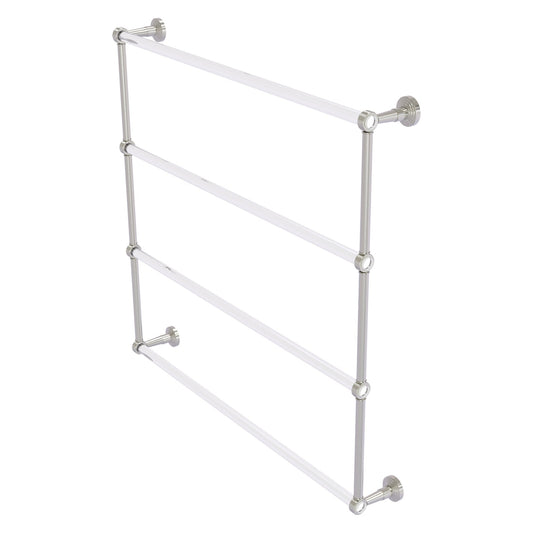 Allied Brass Pacific Beach 38.6" x 5" Satin Nickel Solid Brass 4-Tier Ladder Towel Bar With Grooved Accents