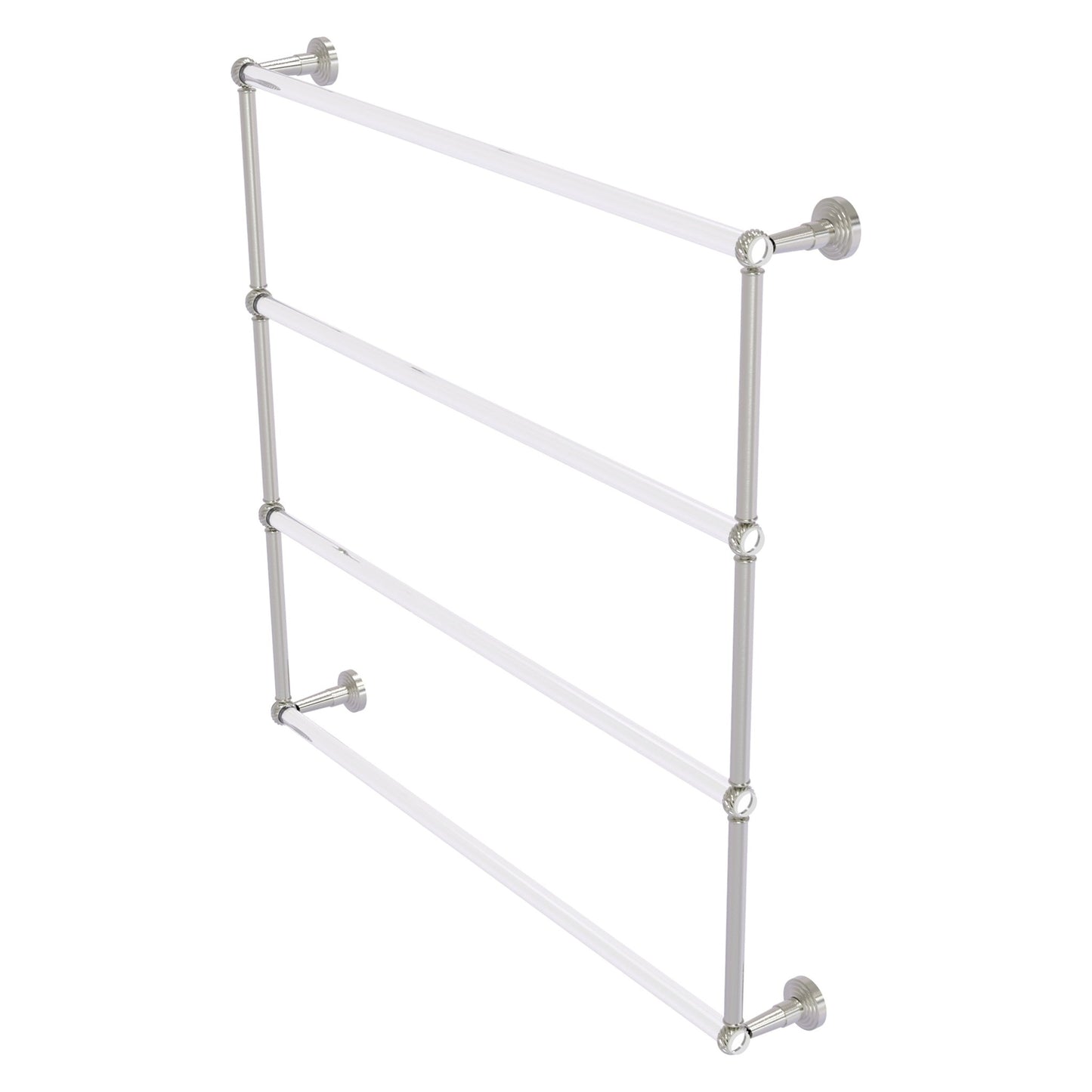 Allied Brass Pacific Beach 38.6" x 5" Satin Nickel Solid Brass 4-Tier Ladder Towel Bar With Twisted Accents