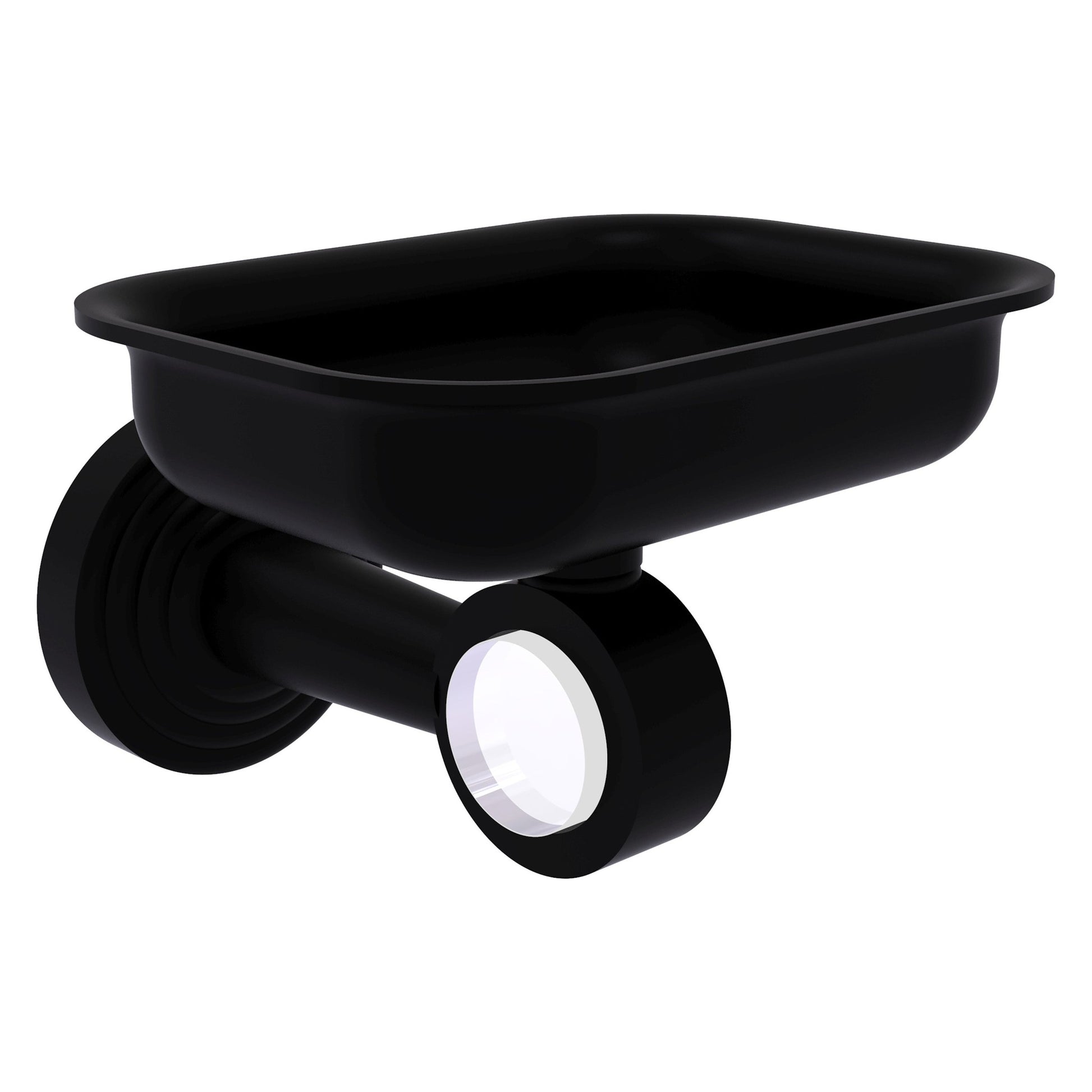Allied Brass Pacific Beach 4.4" x 3.3" Matte Black Solid Brass Wall-Mounted Soap Dish Holder
