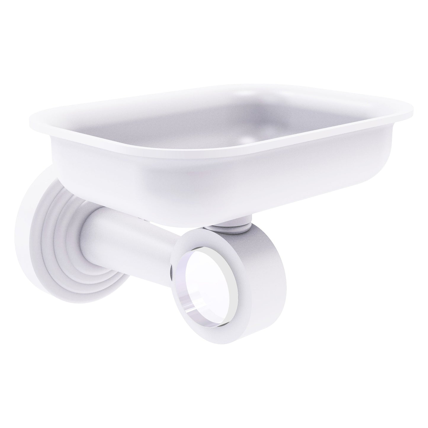Allied Brass Pacific Beach 4.4" x 3.3" Matte White Solid Brass Wall-Mounted Soap Dish Holder
