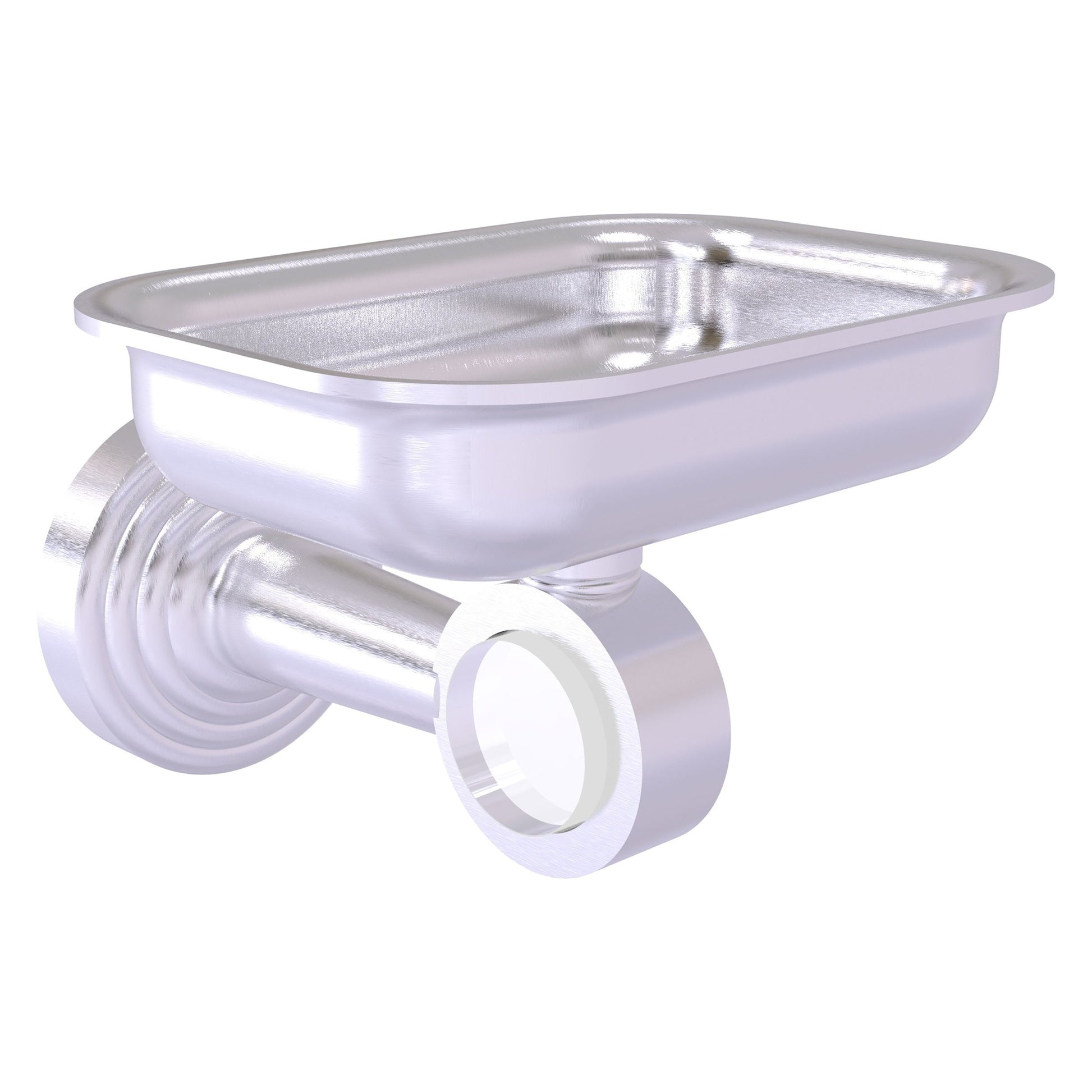 Allied Brass Pacific Beach 4.4" x 3.3" Satin Chrome Solid Brass Wall-Mounted Soap Dish Holder