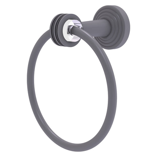 Allied Brass Pacific Beach 6" x 7" Matte Gray Solid Brass Towel Ring With Dotted Accents
