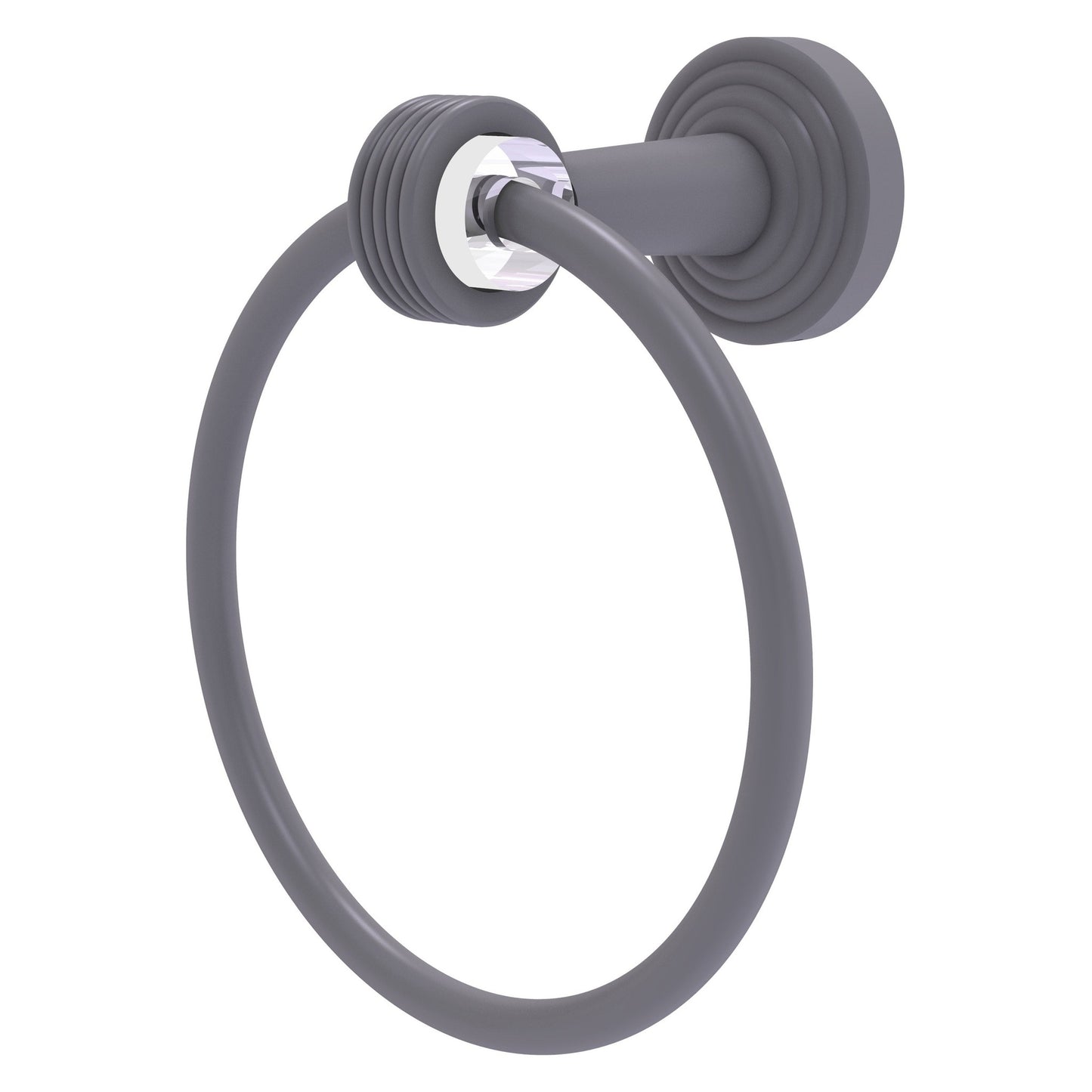 Allied Brass Pacific Beach 6" x 7" Matte Gray Solid Brass Towel Ring With Grooved Accents
