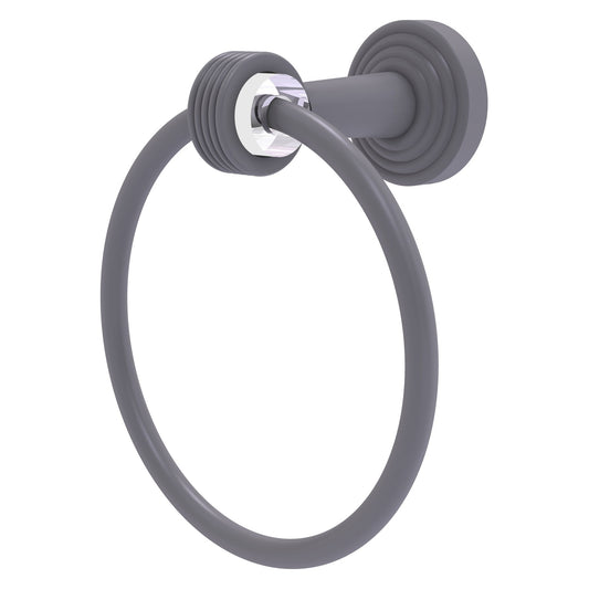 Allied Brass Pacific Beach 6" x 7" Matte Gray Solid Brass Towel Ring With Grooved Accents