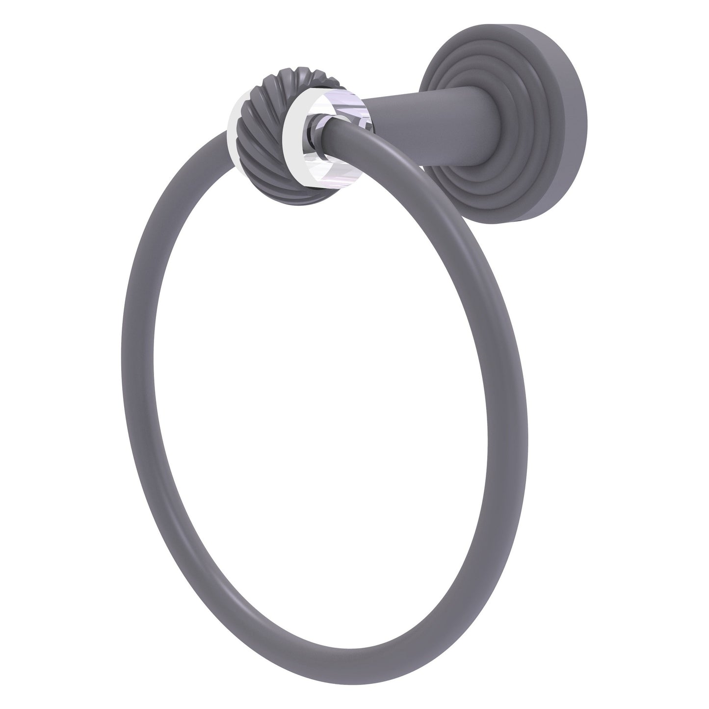 Allied Brass Pacific Beach 6" x 7" Matte Gray Solid Brass Towel Ring With Twisted Accents