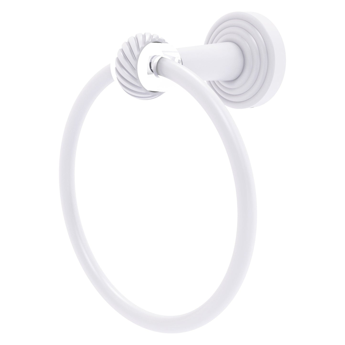 Allied Brass Pacific Beach 6" x 7" Matte White Solid Brass Towel Ring With Twisted Accents