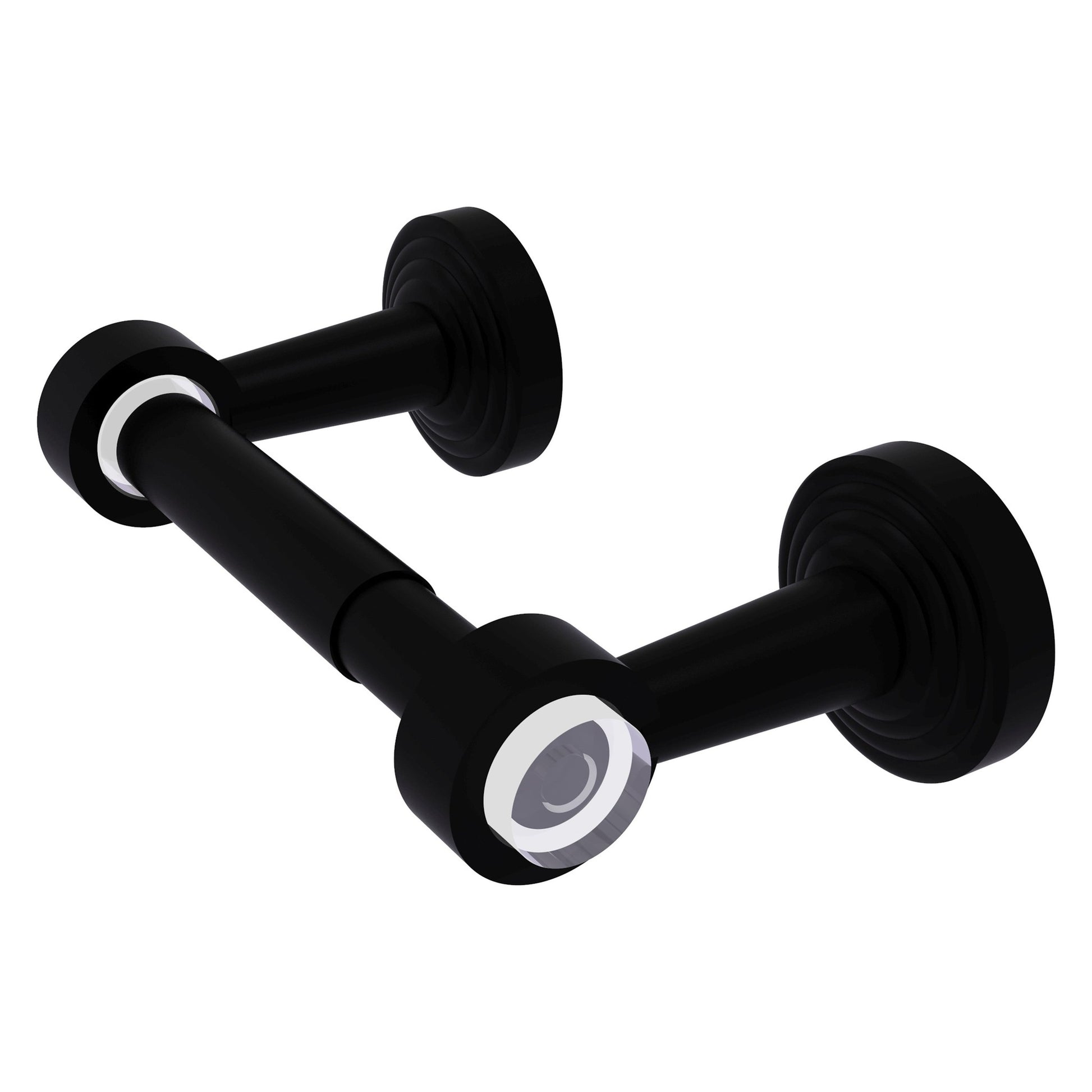 Allied Brass Pacific Beach 7.7" x 2.2" Matte Black Solid Brass Two-Post Toilet Tissue Holder