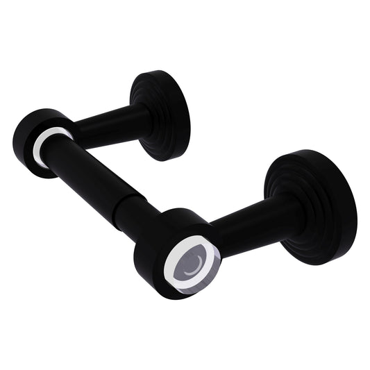 Allied Brass Pacific Beach 7.7" x 2.2" Matte Black Solid Brass Two-Post Toilet Tissue Holder