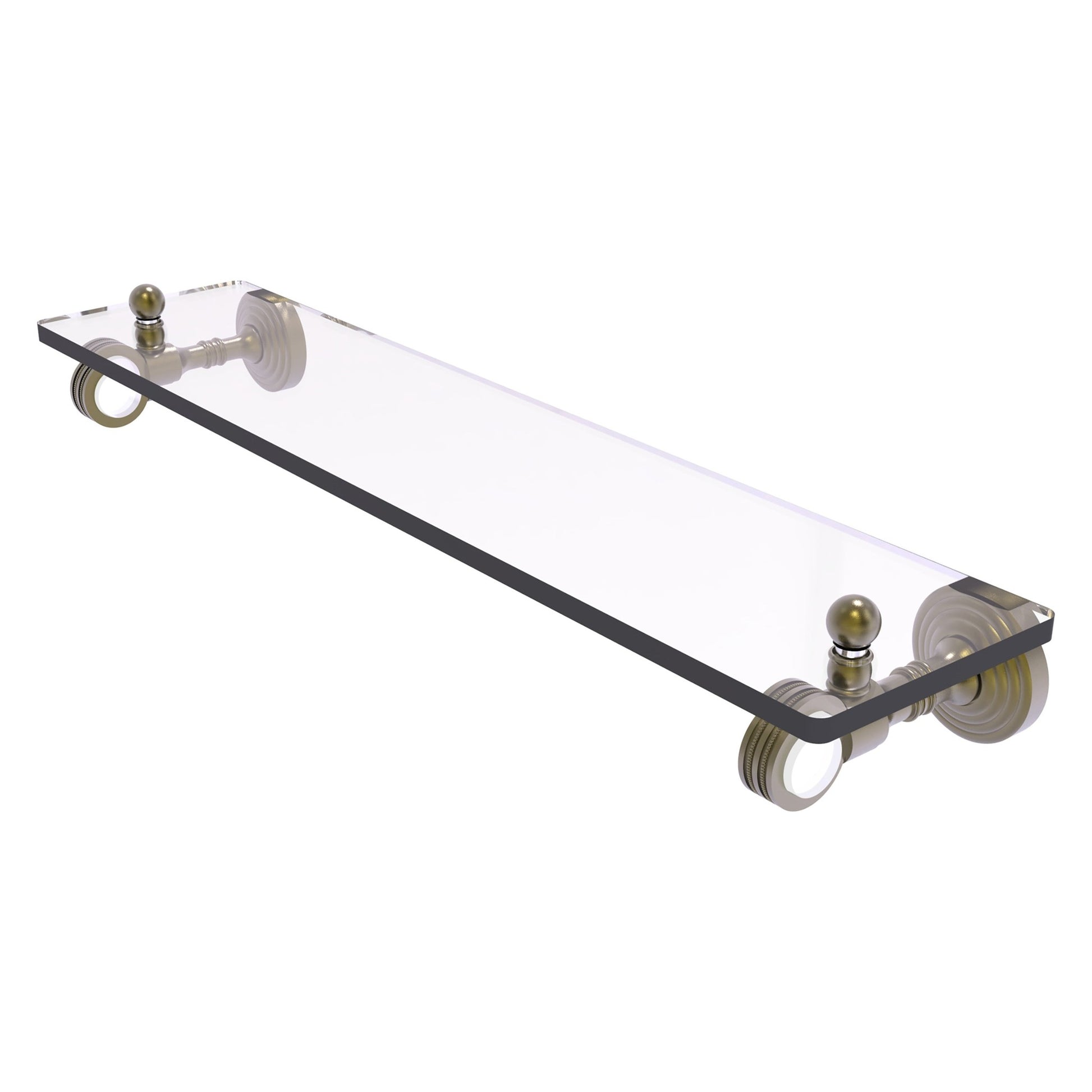 Allied Brass Pacific Grove 16" x 5.1" Antique Brass Solid Brass Glass Shelf With Dotted Accents