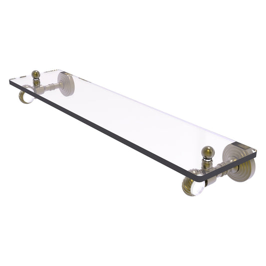 Allied Brass Pacific Grove 16" x 5.1" Antique Brass Solid Brass Glass Shelf With Twisted Accents