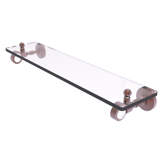 Allied Brass Pacific Grove 16" x 5.1" Antique Copper Solid Brass Glass Shelf