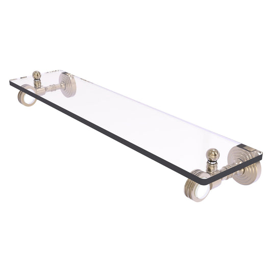 Allied Brass Pacific Grove 16" x 5.1" Antique Pewter Solid Brass Glass Shelf With Dotted Accents