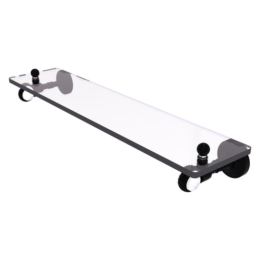 Allied Brass Pacific Grove 16" x 5.1" Matte Black Solid Brass Glass Shelf With Twisted Accents