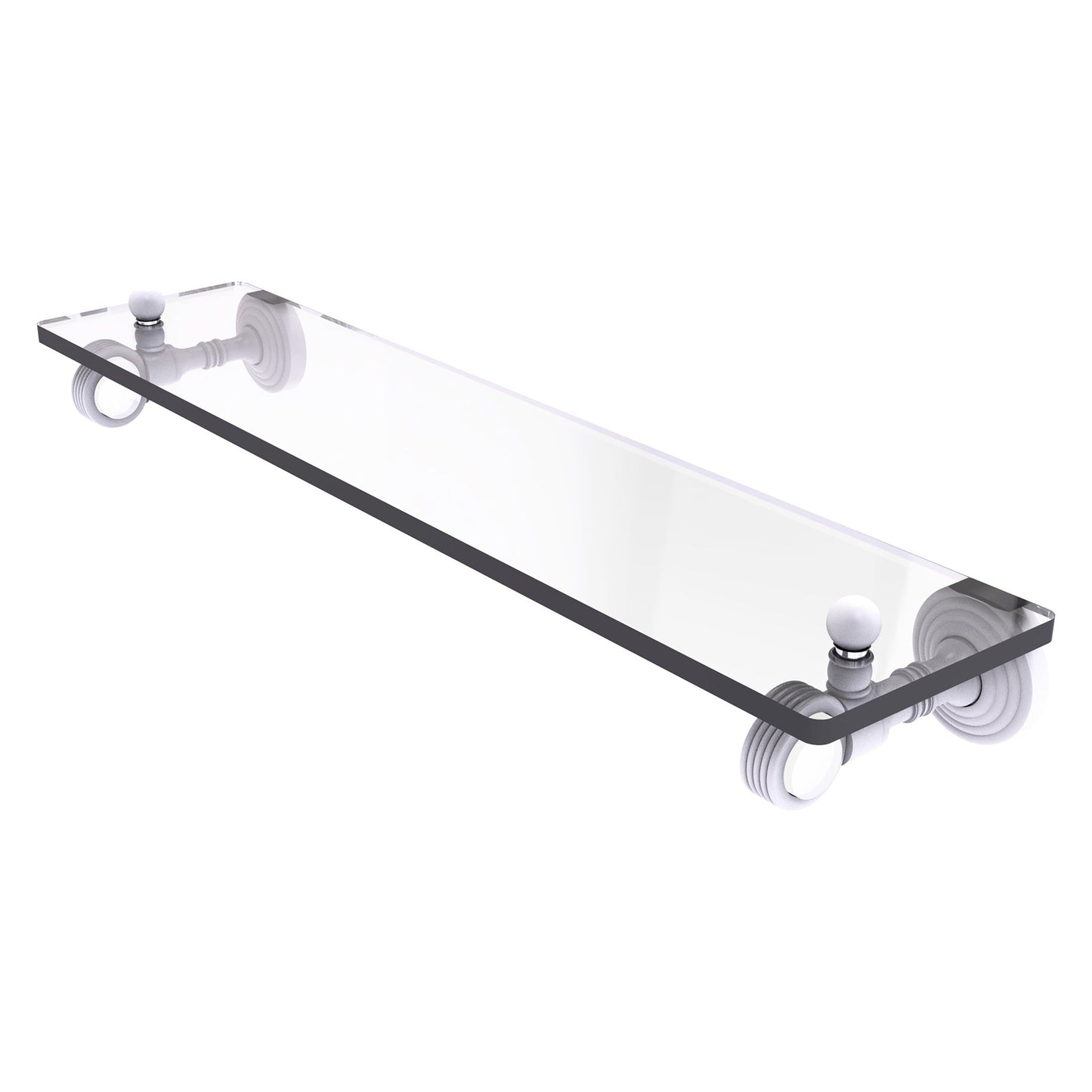 Allied Brass Pacific Grove 16" x 5.1" Matte White Solid Brass Glass Shelf With Grooved Accents