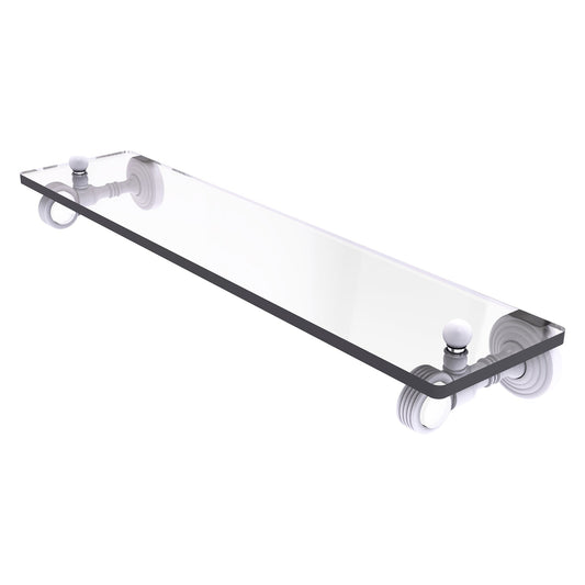 Allied Brass Pacific Grove 16" x 5.1" Matte White Solid Brass Glass Shelf With Grooved Accents