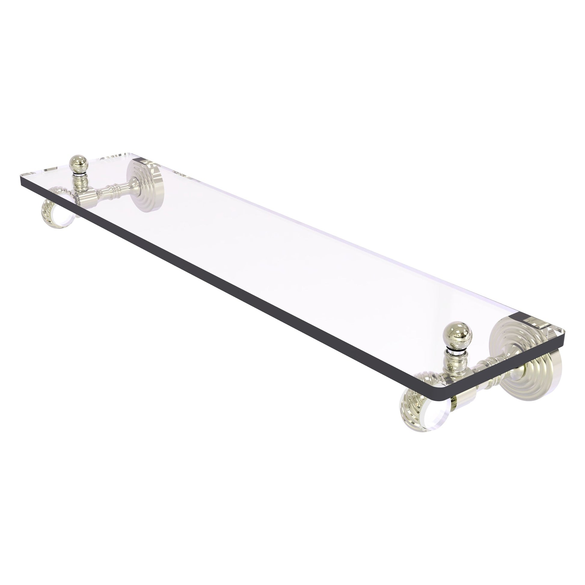 Allied Brass Pacific Grove 16" x 5.1" Polished Nickel Solid Brass Glass Shelf With Twisted Accents