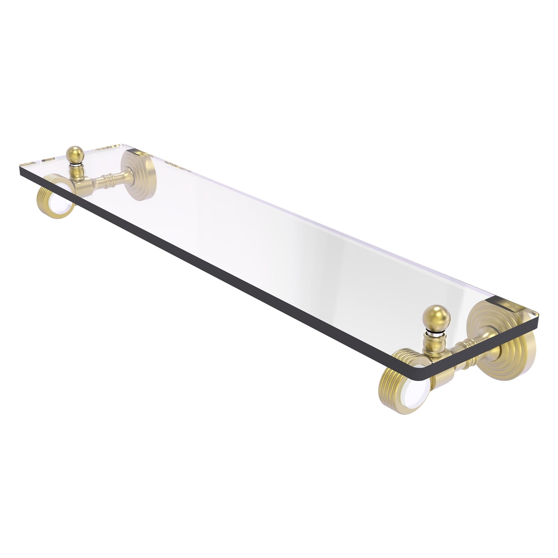 Allied Brass Pacific Grove 16" x 5.1" Satin Brass Solid Brass Glass Shelf With Grooved Accents
