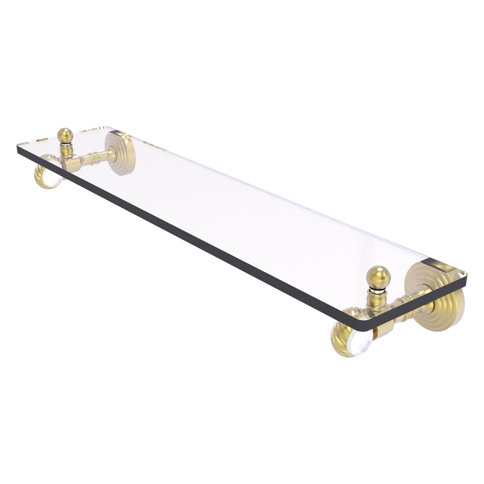 Allied Brass Pacific Grove 16" x 5.1" Satin Brass Solid Brass Glass Shelf With Twisted Accents
