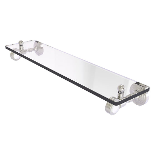 Allied Brass Pacific Grove 16" x 5.1" Satin Nickel Solid Brass Glass Shelf With Grooved Accents