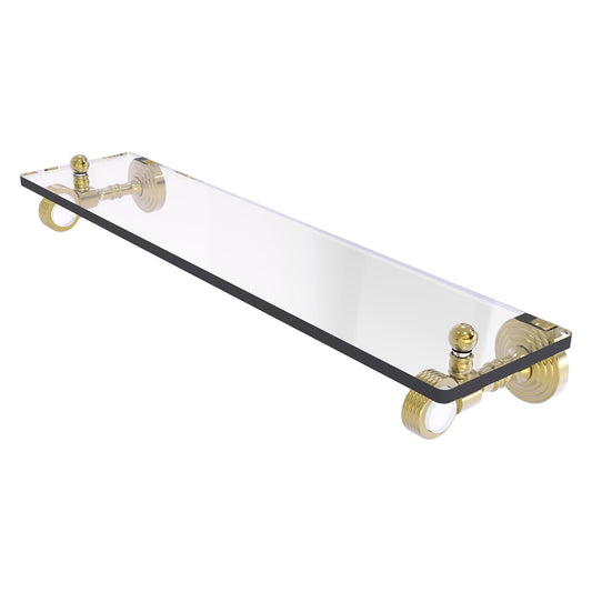 Allied Brass Pacific Grove 16" x 5.1" Unlacquered Brass Solid Brass Glass Shelf With Grooved Accents