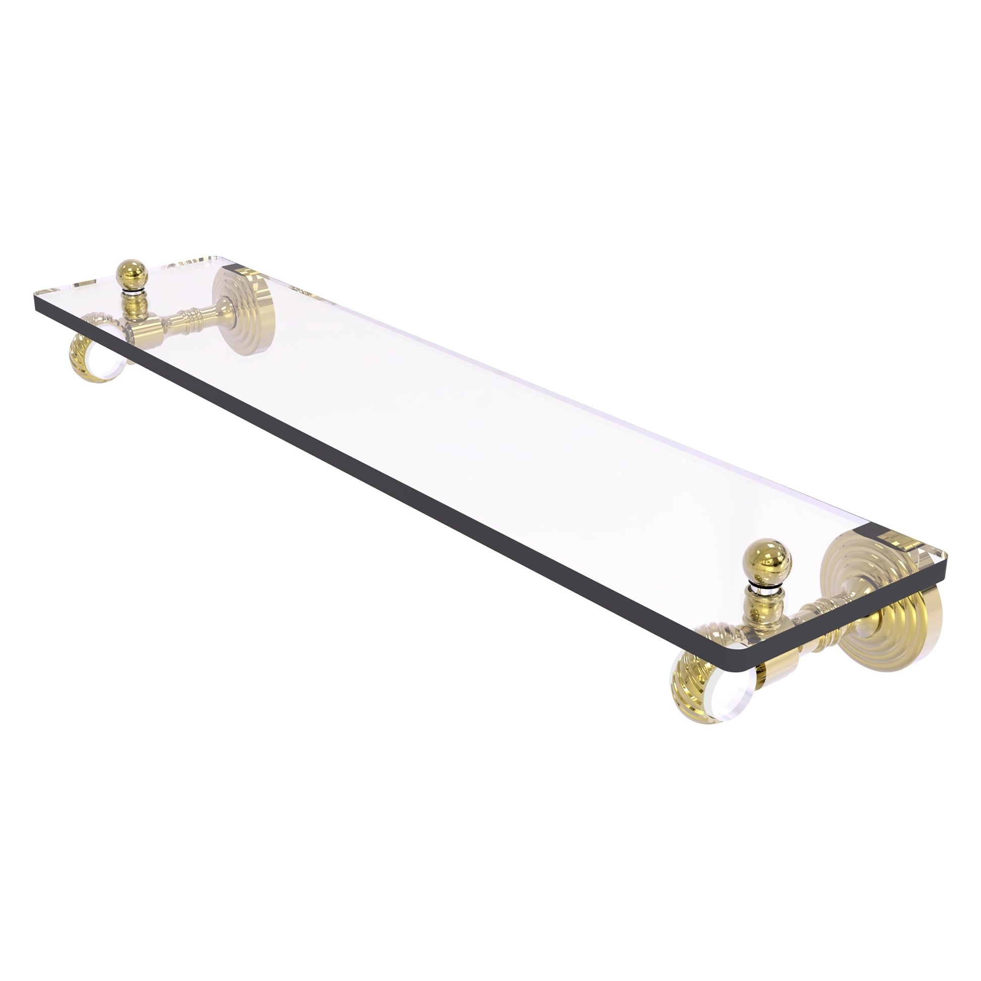 Allied Brass Pacific Grove 16" x 5.1" Unlacquered Brass Solid Brass Glass Shelf With Twisted Accents