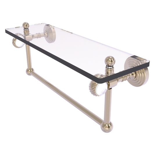 Allied Brass Pacific Grove 16" x 5.125" Antique Pewter Solid Brass Glass Shelf With Towel Bar and Twisted Accents