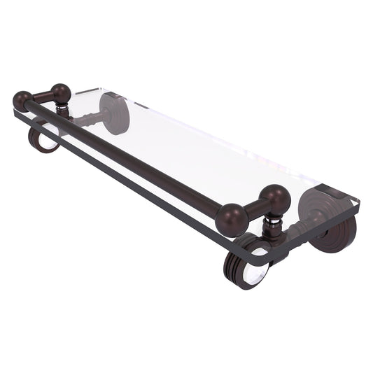 Allied Brass Pacific Grove 16" x 5.5" Antique Bronze Solid Brass Gallery Glass Shelf With Dotted Accents