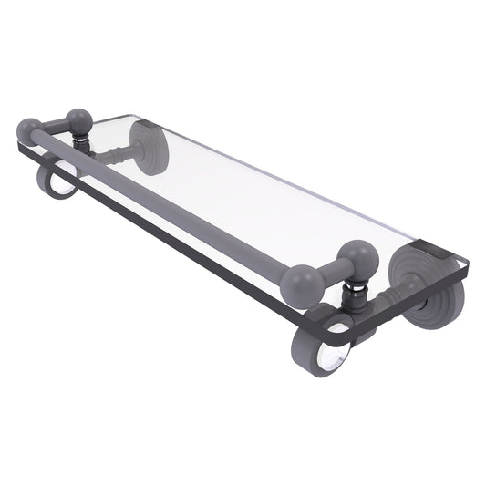 Allied Brass Pacific Grove 16" x 5.5" Matte Gray Solid Brass Glass Shelf With Gallery Rail