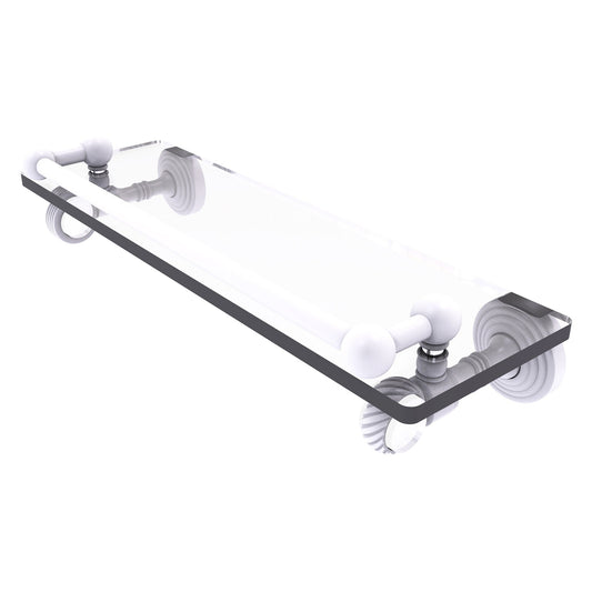 Allied Brass Pacific Grove 16" x 5.5" Matte White Solid Brass Gallery Glass Shelf With Twisted Accents