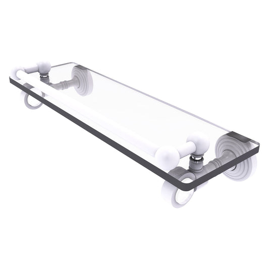 Allied Brass Pacific Grove 16" x 5.5" Matte White Solid Brass Glass Shelf With Gallery Rail