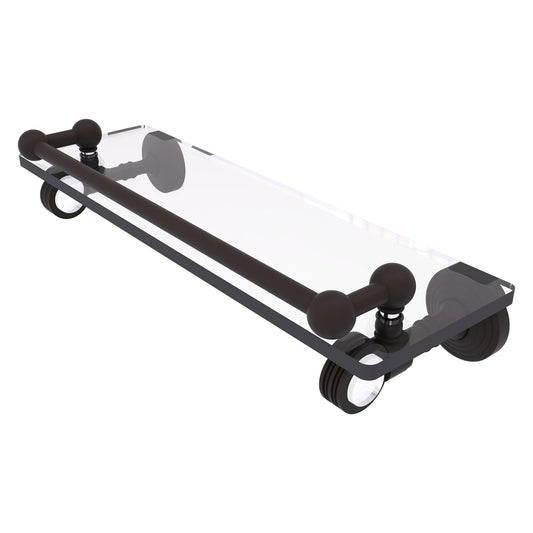 Allied Brass Pacific Grove 16" x 5.5" Oil Rubbed Bronze Solid Brass Gallery Glass Shelf With Dotted Accents