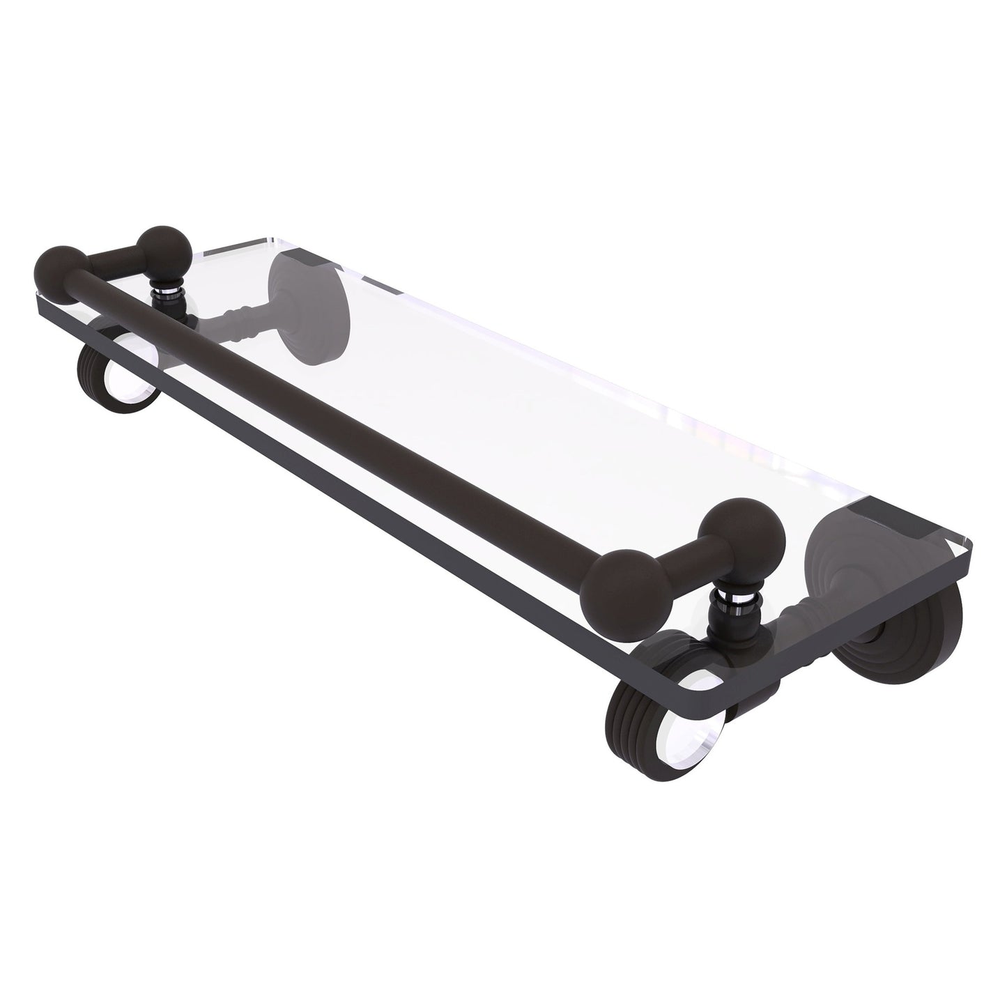 Allied Brass Pacific Grove 16" x 5.5" Oil Rubbed Bronze Solid Brass Gallery Glass Shelf With Grooved Accents