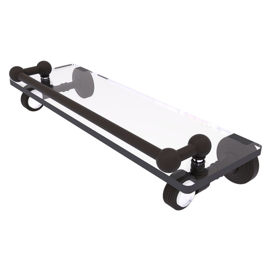 Allied Brass Pacific Grove 16" x 5.5" Oil Rubbed Bronze Solid Brass Gallery Glass Shelf With Grooved Accents