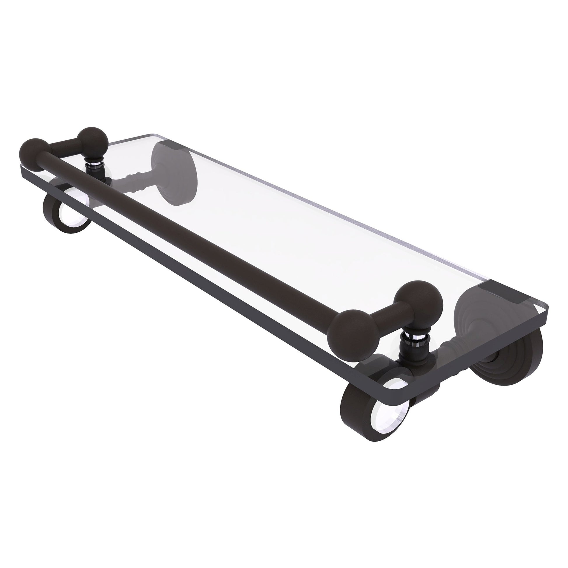 Allied Brass Pacific Grove 16" x 5.5" Oil Rubbed Bronze Solid Brass Glass Shelf With Gallery Rail