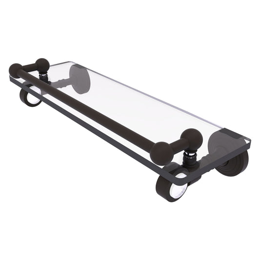 Allied Brass Pacific Grove 16" x 5.5" Oil Rubbed Bronze Solid Brass Glass Shelf With Gallery Rail