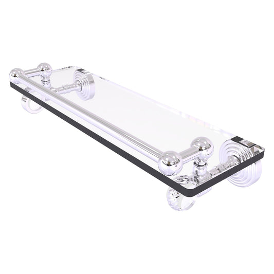 Allied Brass Pacific Grove 16" x 5.5" Polished Chrome Solid Brass Gallery Glass Shelf With Twisted Accents