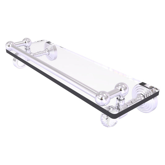 Allied Brass Pacific Grove 16" x 5.5" Satin Chrome Solid Brass Gallery Glass Shelf With Twisted Accents