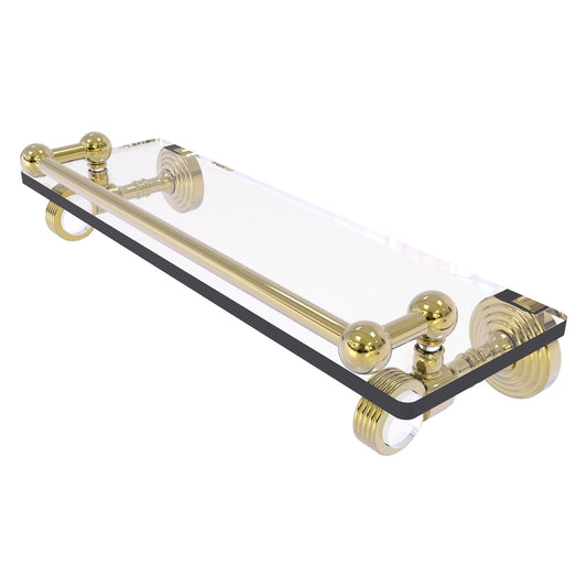 Allied Brass Pacific Grove 16" x 5.5" Unlacquered Brass Solid Brass Gallery Glass Shelf With Grooved Accents