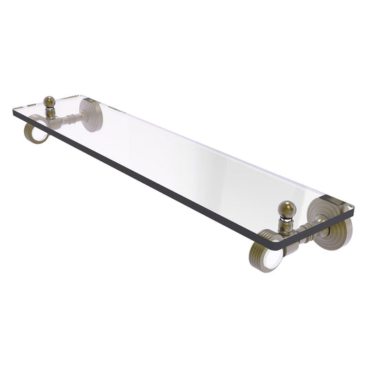 Allied Brass Pacific Grove 22" x 5.1" Antique Brass Solid Brass Glass Shelf With Grooved Accents